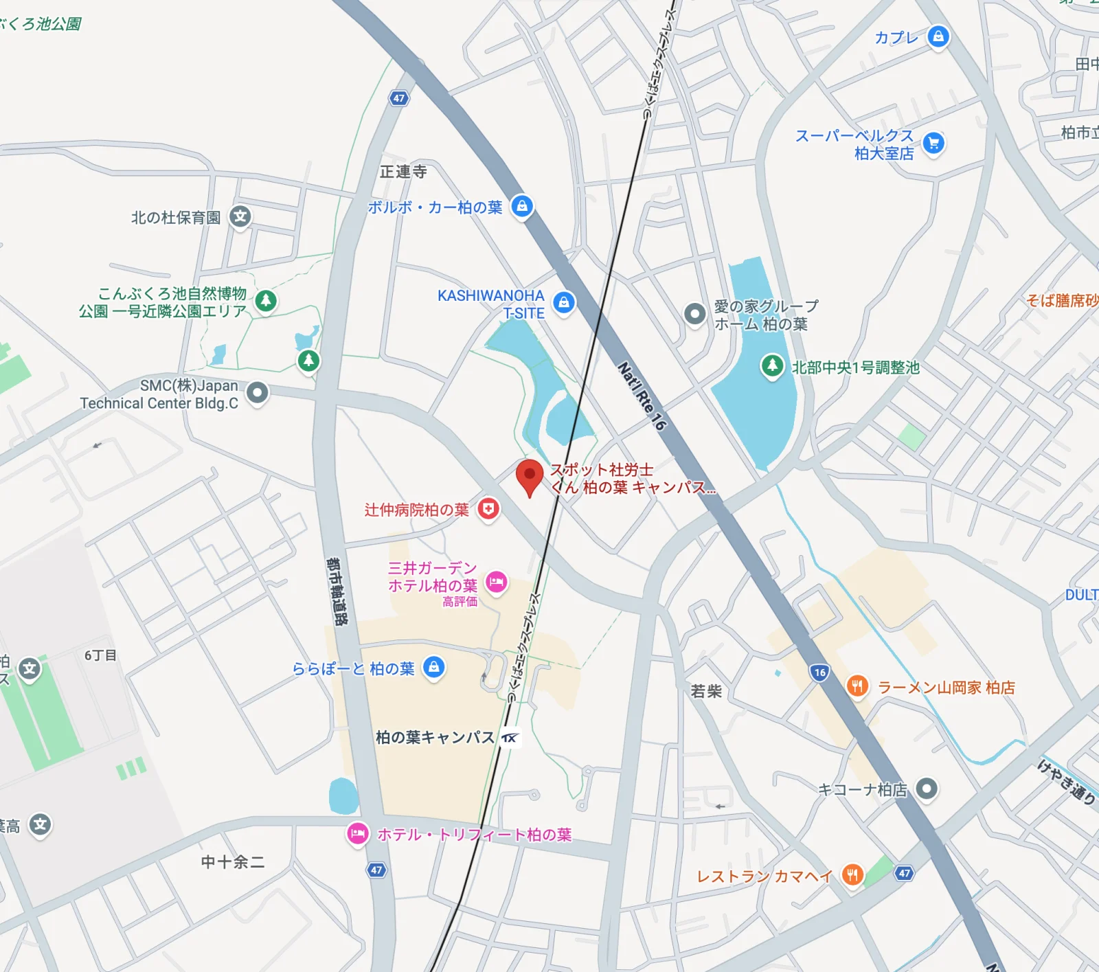 柏の葉キャンパスオフィス周辺の地図